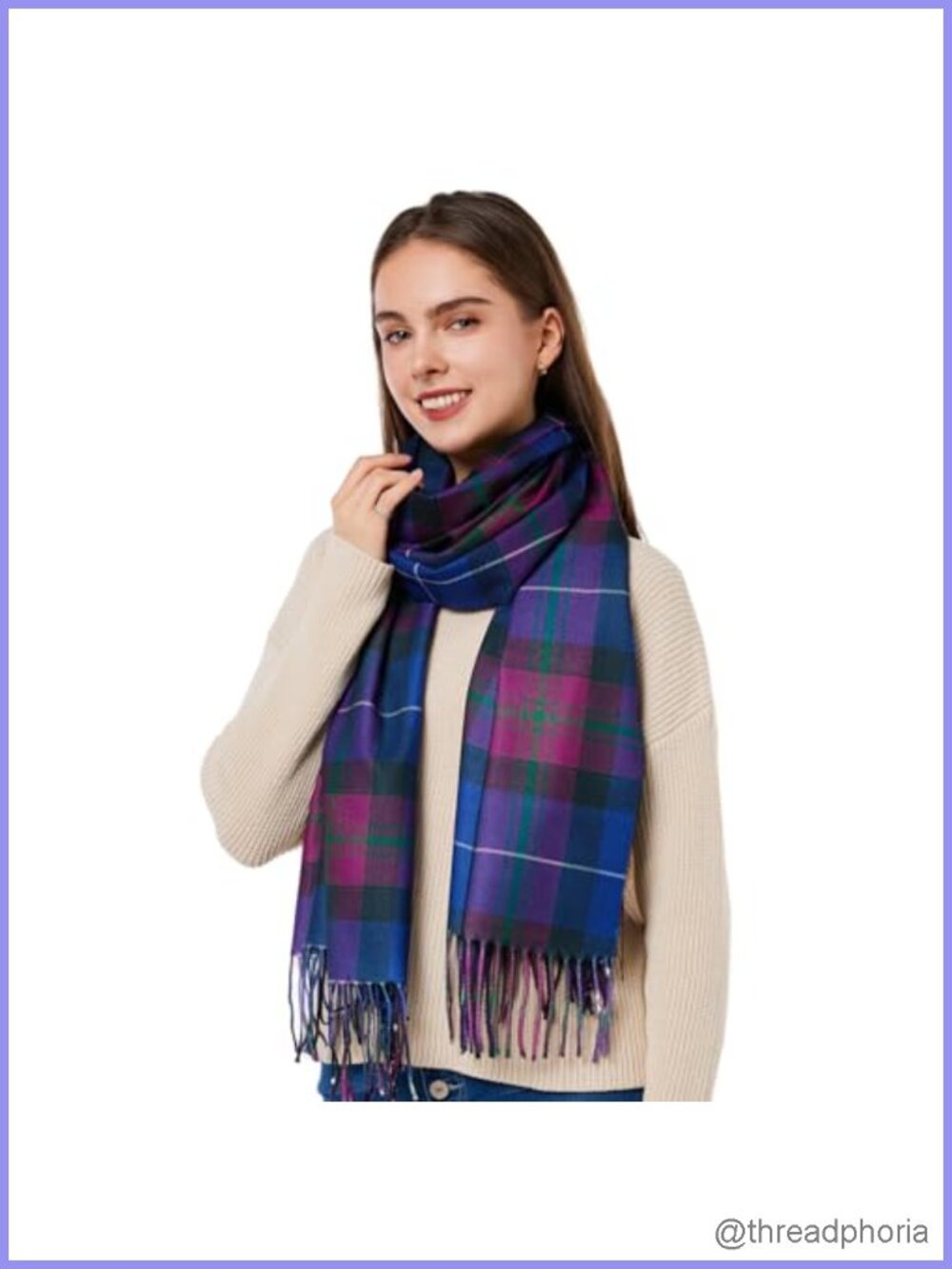 100% Polyester Plaid Pashmina Wrap Shawl Scarf Women Winter Oversized